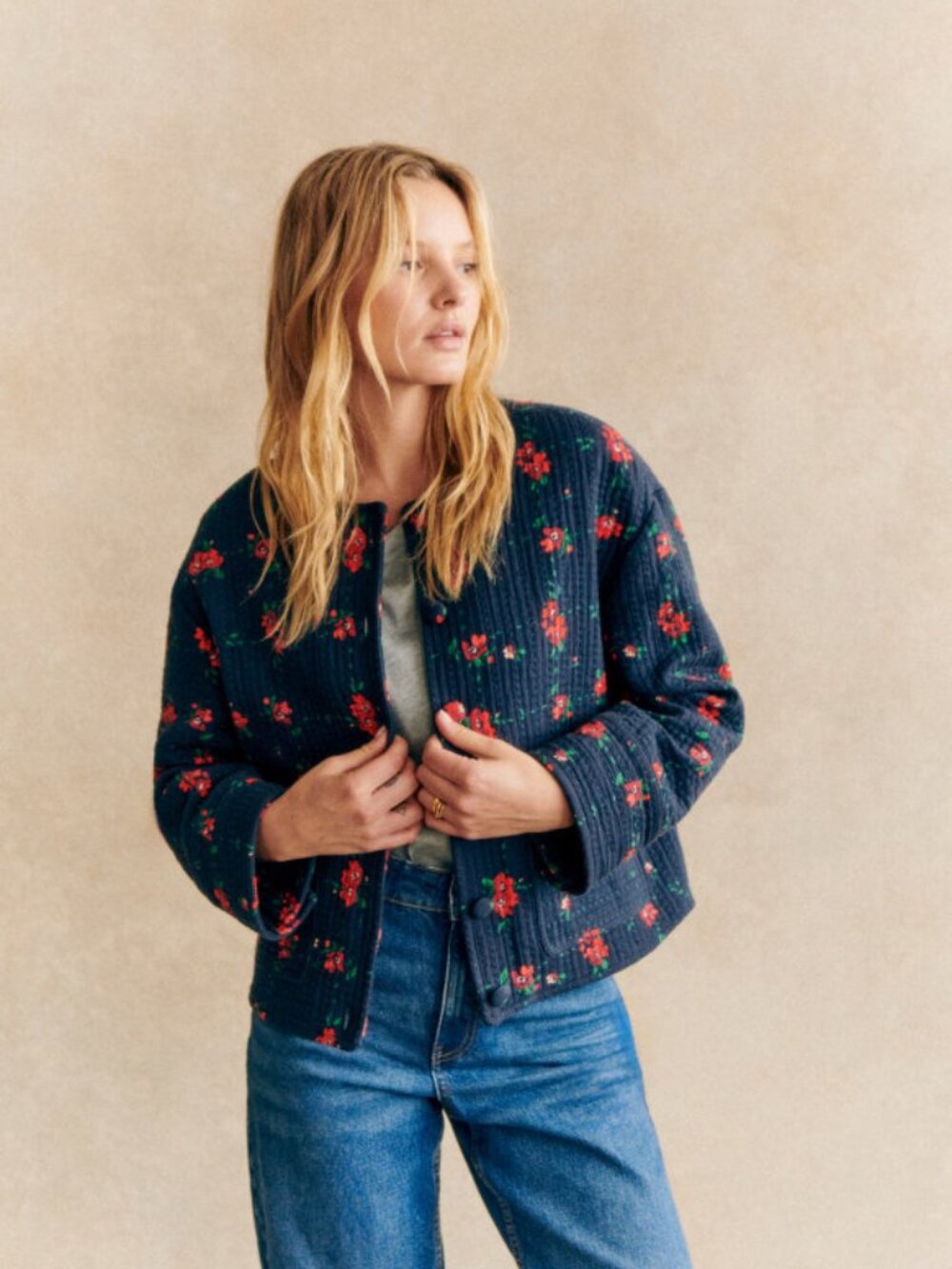 Sezane Dakota Jacket, Floral Check, Cotton NWT Size 2 US - Picture 2 of 12